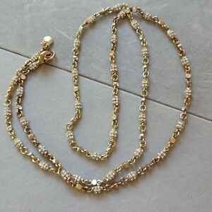 J. Crew Gold Tone chain with Rhinestones Long Necklace